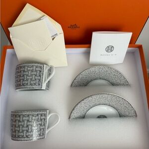 Hermes Mosaique au 24 platinum tea cup and saucer